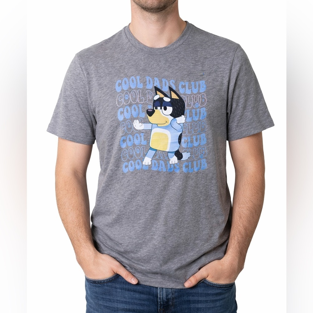 Bluey Cool Dads Club Graphic Tee Shirt Gray Bella Canvas Size Large